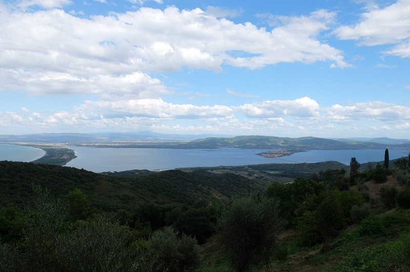 High up on Monte Argentario we caught a view of Orbetello and one of the 'tomboli' thin stretches of land connecting the island to the mainland