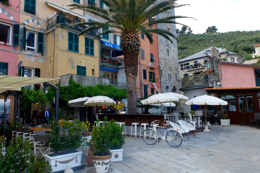 Pizza place terrace overlooking to beautiful Porto Venere harbor