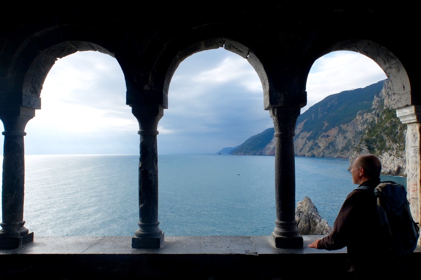 Pizza place terrace overlooking to beautiful Porto Venere harbor