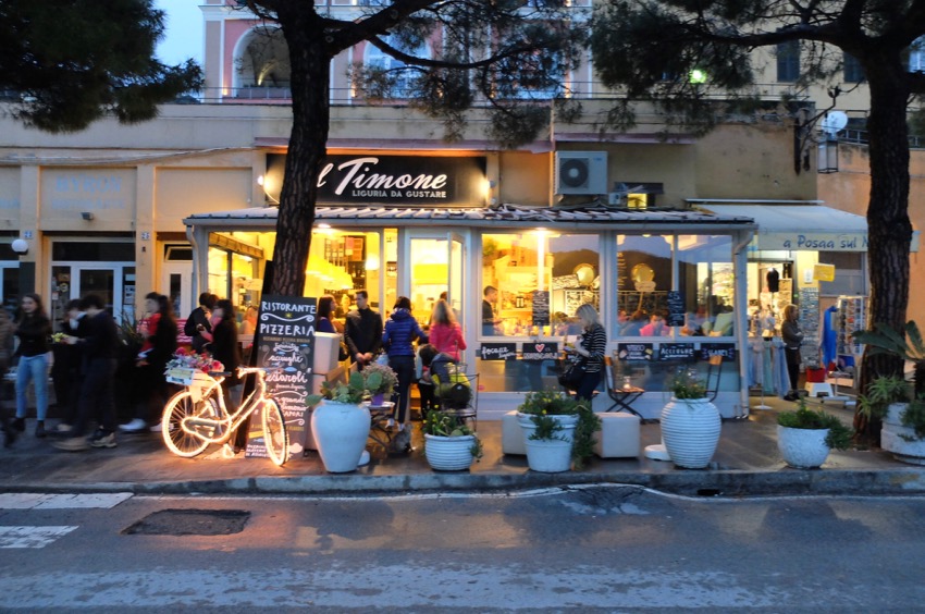 Pizza place terrace overlooking to beautiful Porto Venere harbor