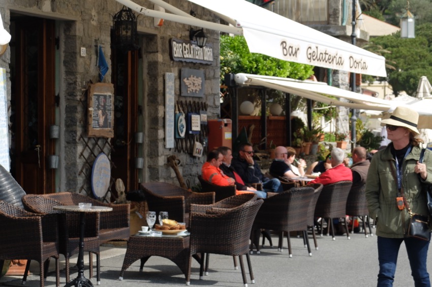 Pizza place terrace overlooking to beautiful Porto Venere harbor