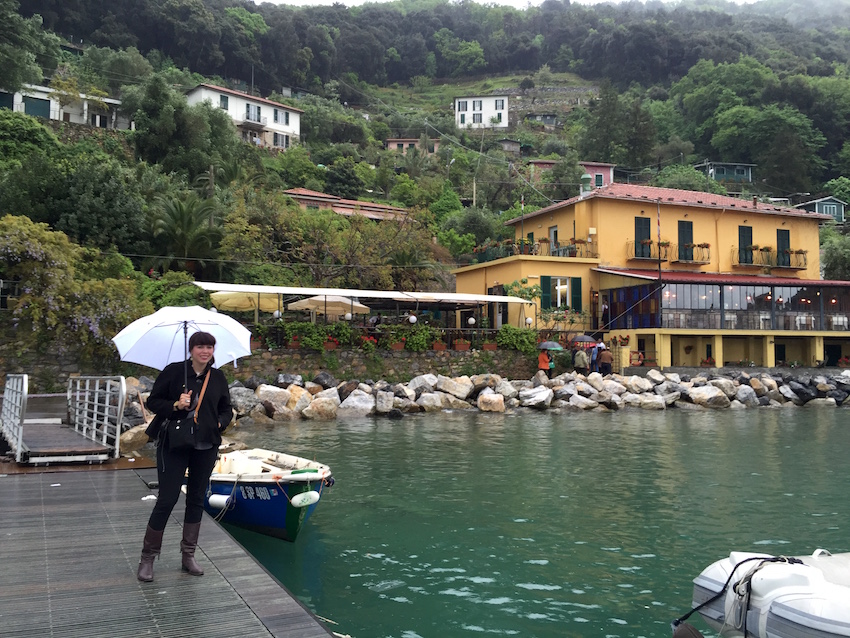 Pizza place terrace overlooking to beautiful Porto Venere harbor