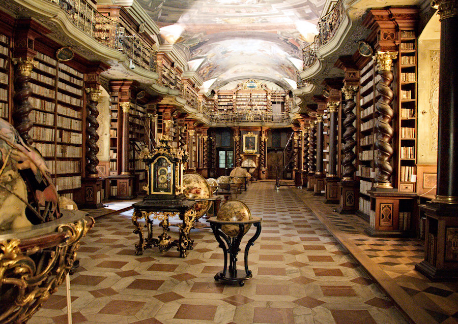 The astounding Clementinum library, opened in 1722. Photo credit: Wikimedia commons 