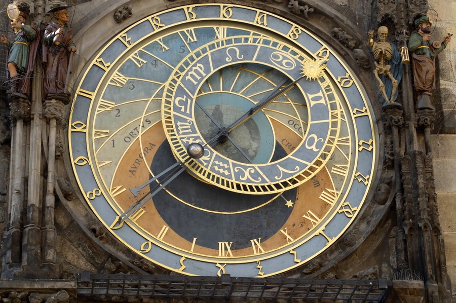 Prague's famous Astronomical Clock on the old town hall 