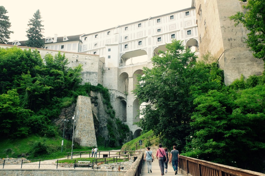 The cloak bridge is known locally as "na plášti" and is on the western side of the castle fortification. 